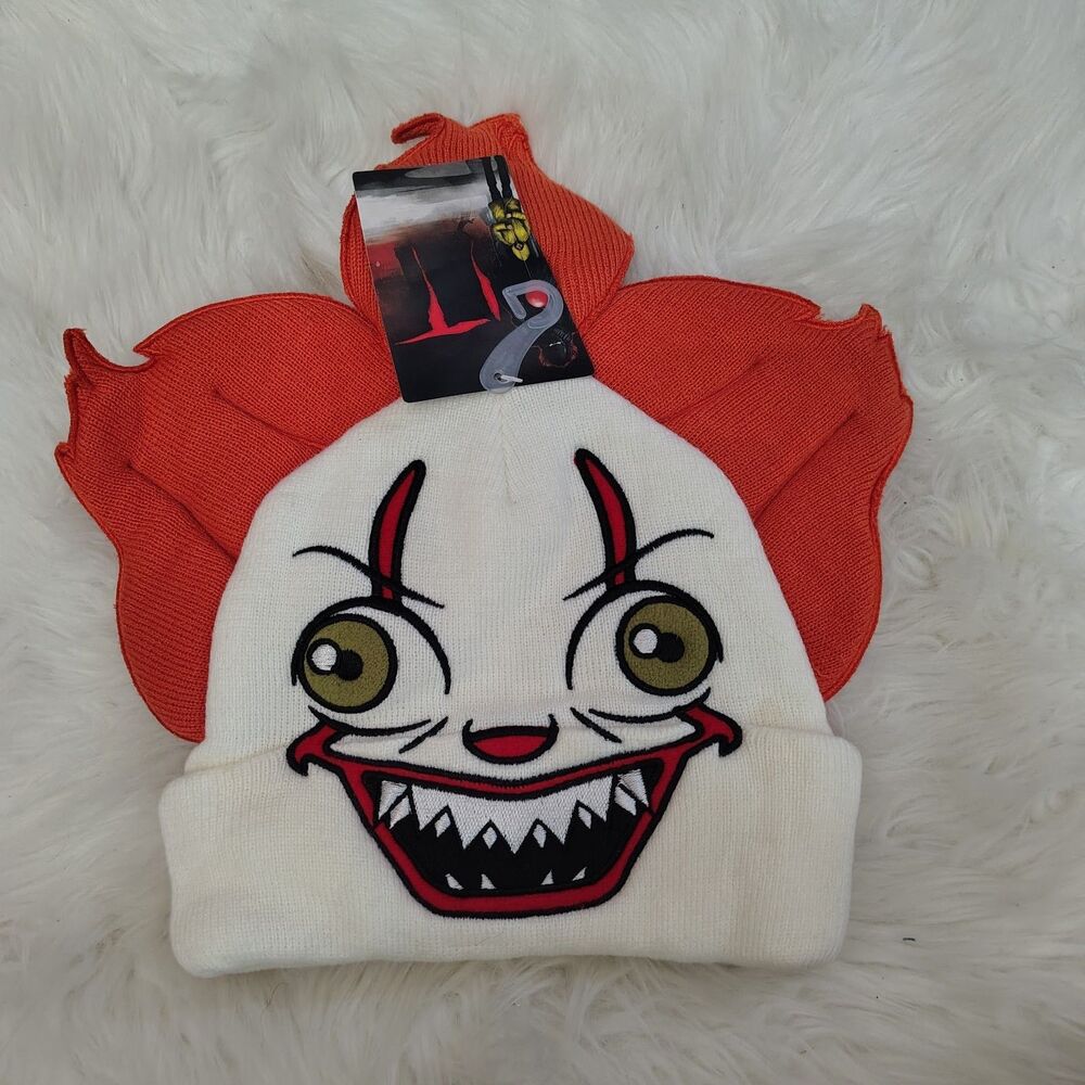 IT Pennywise 3D Big Face Knit Cap Beanie Horrorcore Stephen King New BioWorld